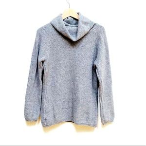 Benedetta B. Wool Cashmere Blend Cowl Neck Waffle Knit Long Sleeve Grey Sweater